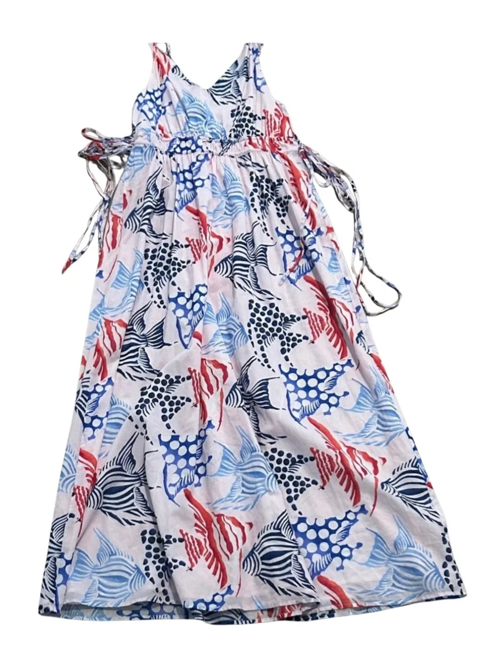 LOFT Fish Double Side Tie Maxi Dress Medium Brand New With Tags - Picture 4 of 7